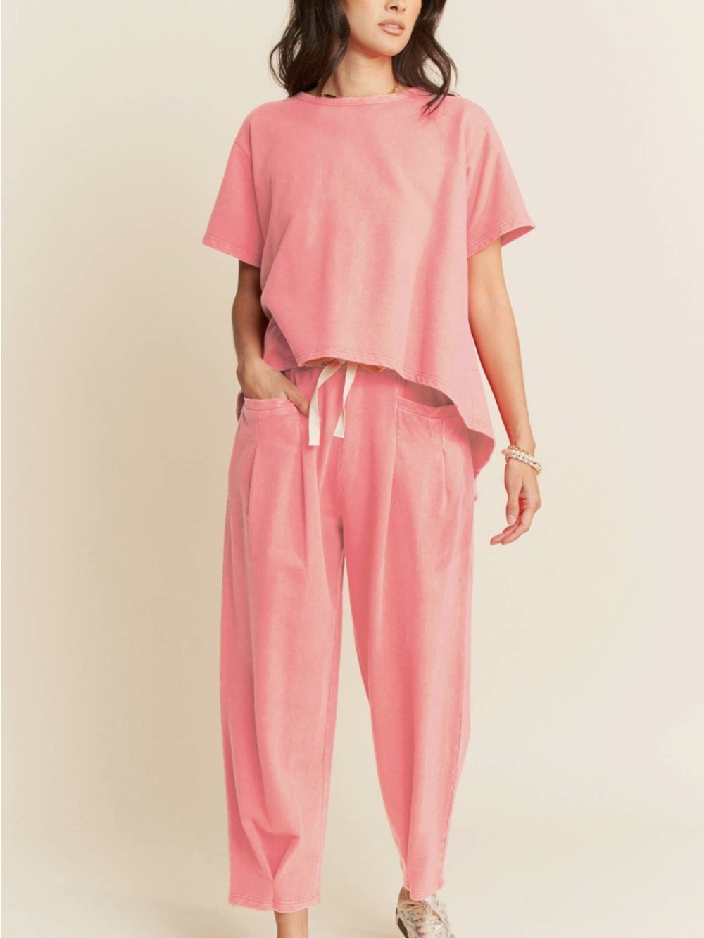 NWT Davi & Dani Bubble Pink 2-Piece Lounge Set | Size Large
